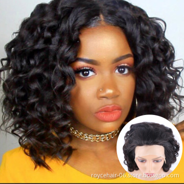 New Style Wholesale Lace Wigs, Fashionable Curly Indian Human Hair Bouncy Braid Ear to Ear Transparent 13x1 Lace Front Wig